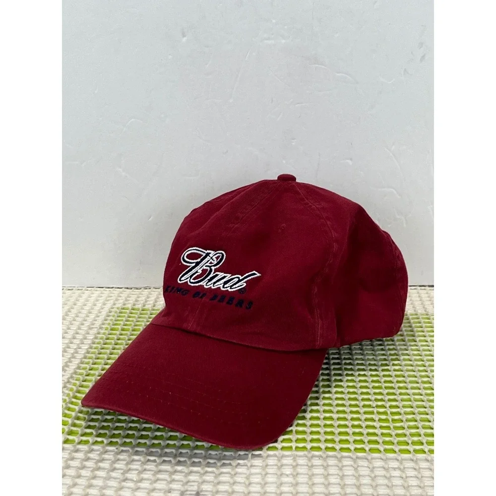 Budweiser King of Beers Hat Maroon Red Cotton Adjustable Strapback Dad Cap Logo